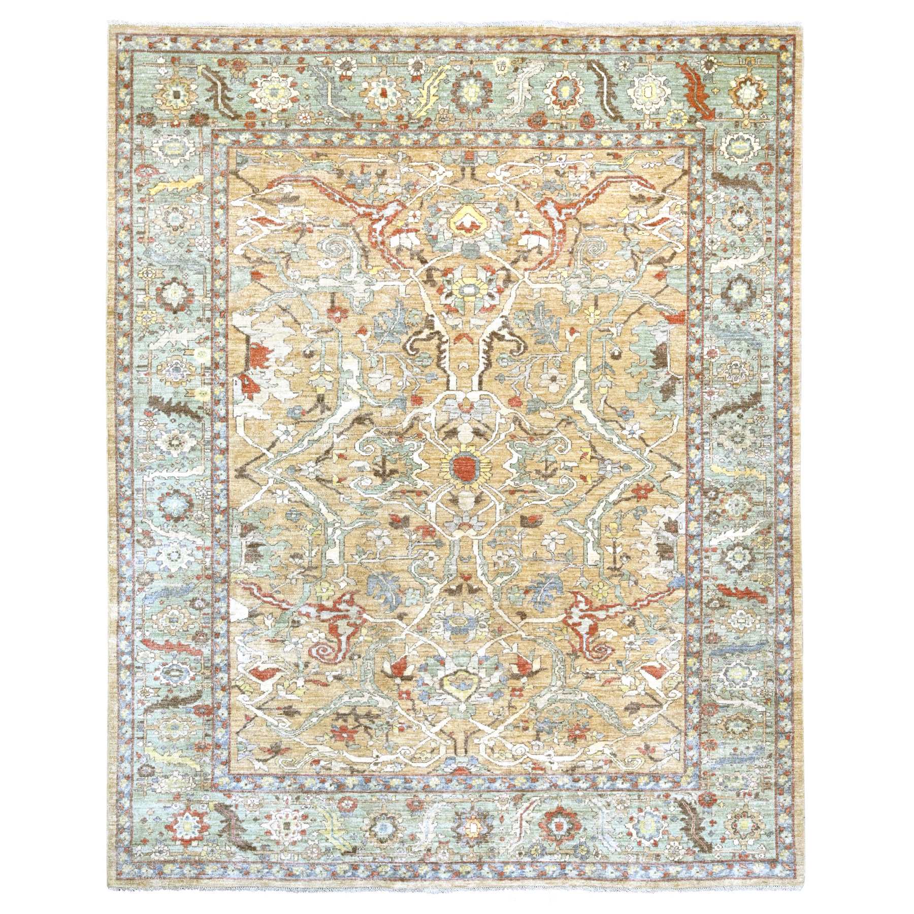 Honey Brown, Heriz All Over Design, Aryana Grade, Vegetable Dyes, High Mountain Wool, Hand Knotted, Oriental Rug